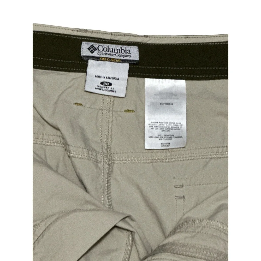Columbia Mens Field‎ Gear Omni Shield Pants Size 38x32 Beige Roll Up Pants